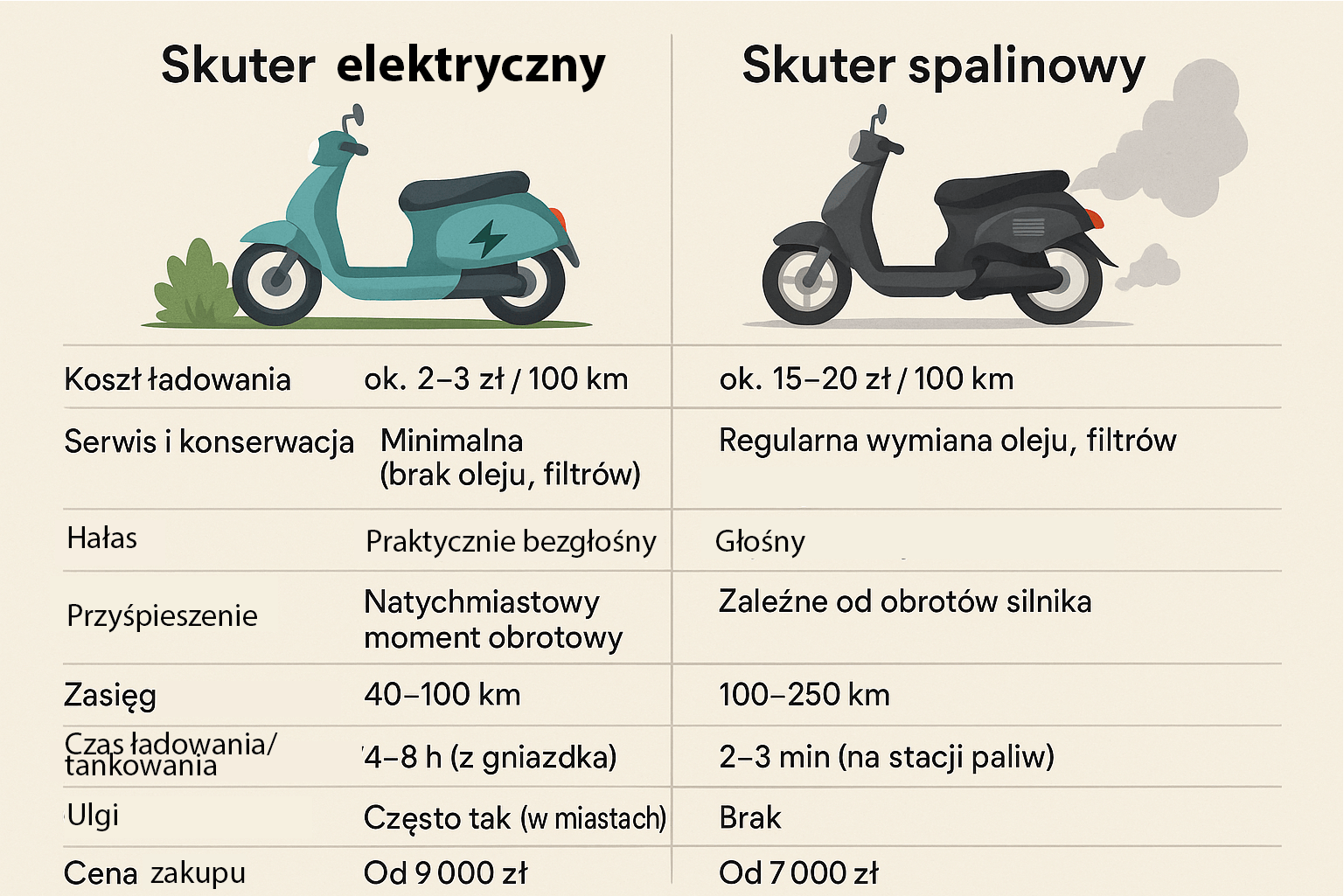 Elektryczny czy spalinowy? Porównanie kosztów posiadania skutera 125 cm³ 3