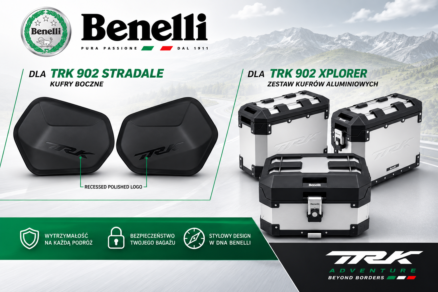 Benelli TRK 902 Stradale i Xtreme z kompletem kufrów 6